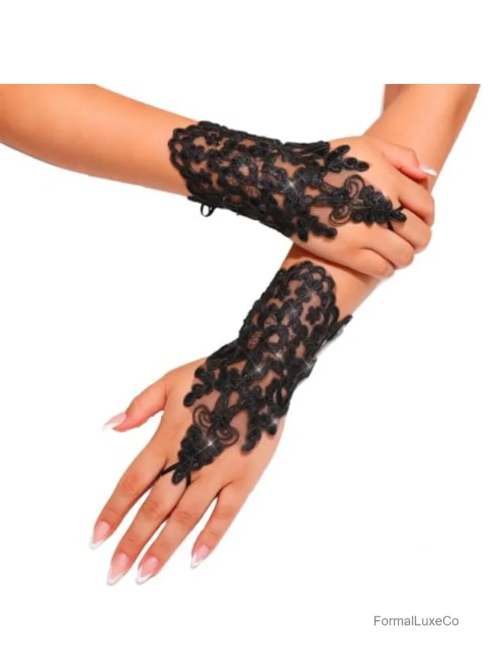 Lace Fingerless Sequins Gloves Short Bridal Glove Wedding Party Gift